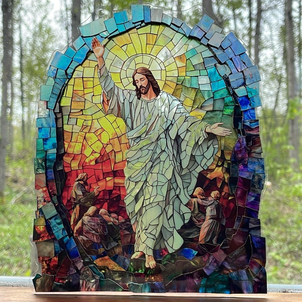 Suncatcher Acrylic Religious Art 8” Faux Stained Glass Home Decorative Wall Deco